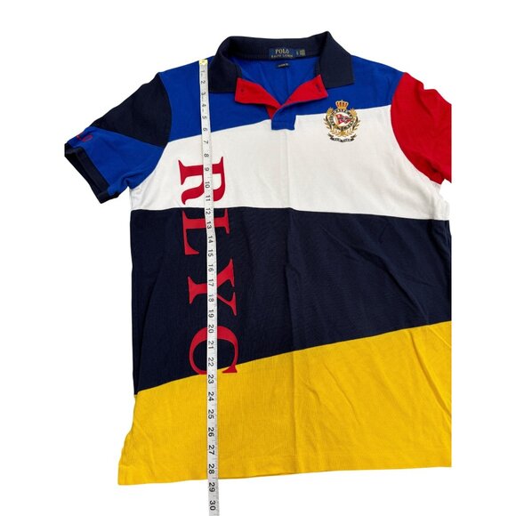 Polo Ralph Lauren RLYC Yacht Club Colorblock Polo Shirt Crest Cotton Mens Size L - Picture 4 of 7